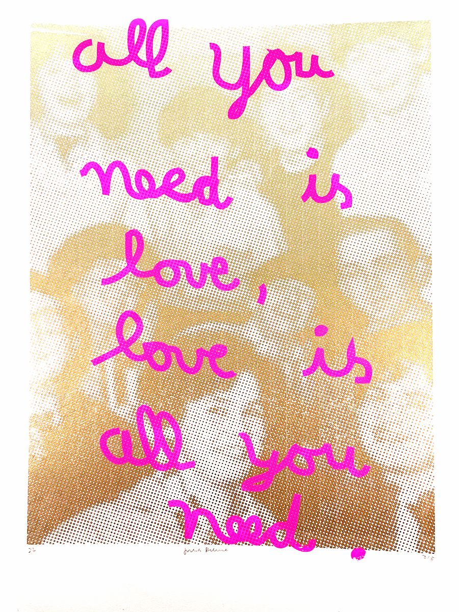all you need is  love gold – screen print poster by nice print editions