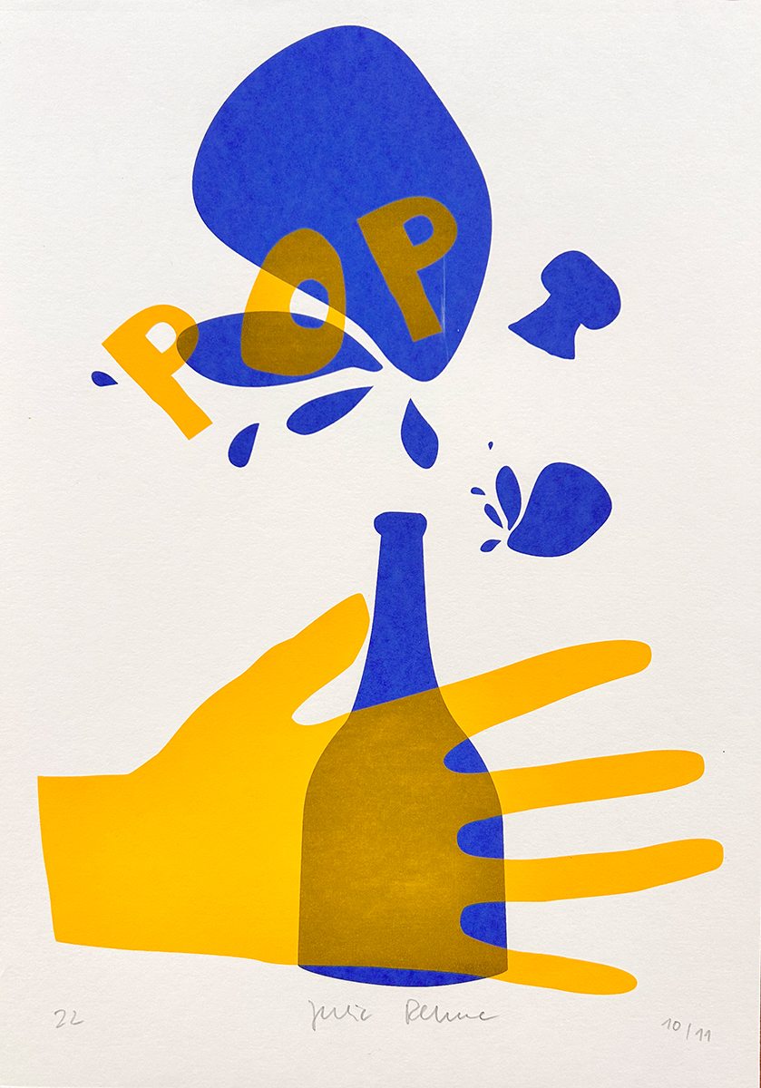 champagne pop – screen print poster by nice print editions
