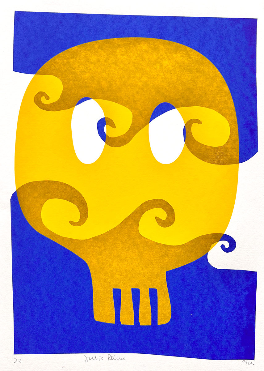 wave skull – screen print poster by nice print editions